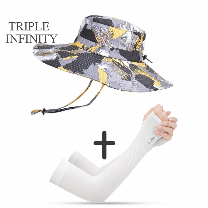 New Fashion Sun Hat Male Sunshade Summer Outdoor Fishing Sun-proof Breathable Foldable Big Wide Brim Men's Panama Hat Bucket Hat