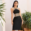 Evening Party Sexy Bandage Dress New Summer Striped Halter Backless Stretch Bodycon Dresses High Quality Women Clothing Vestidos - Surprise store
