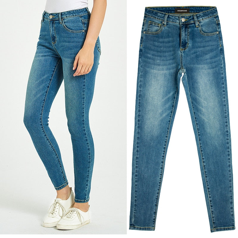 DSQBRAND Women's High Waist Jeans Blue Zipper Slim Pencil Long Pants Thin and High DSQ Letter Inner Label Luxury Street Fashion