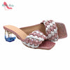Popular Newest Nigerian Women Shoes in Red Color Square Toe Mature Style African Ladies for Wedding Party