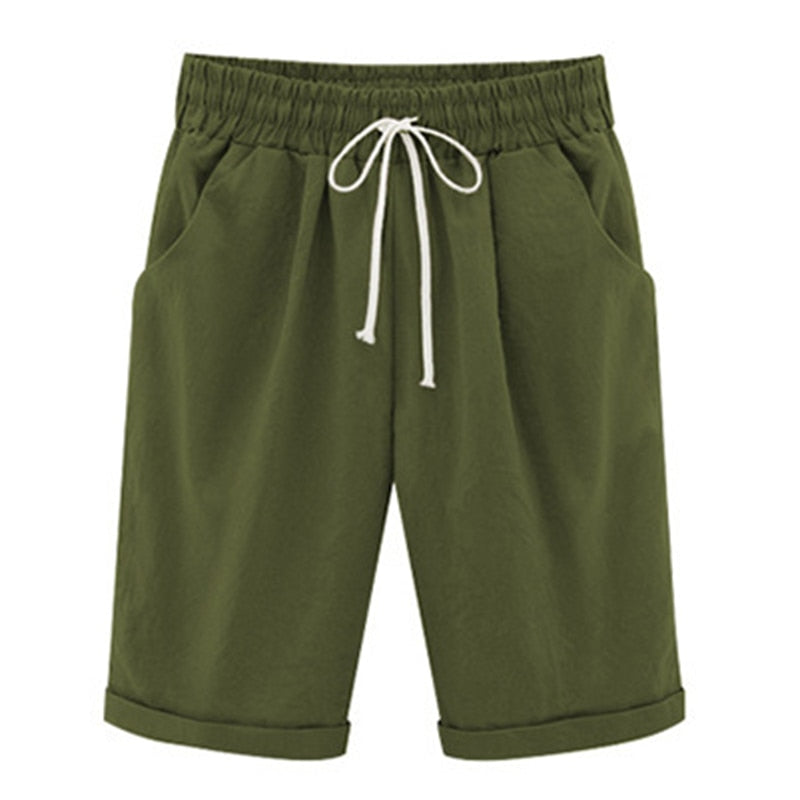 Wixra Women's Lace-Up Shorts Pockets High Waist Solid Casual Streetwear 2020 Summer Women Plus Size