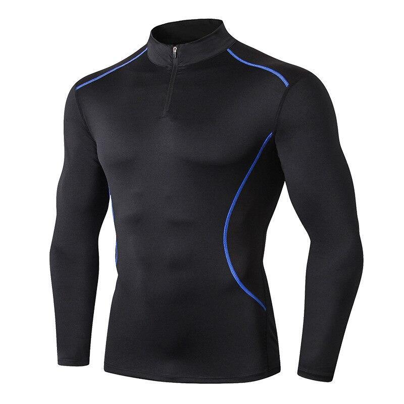 Sport High collar Compression Shirts Men Bodybuilding Sportswear T-shirtLong Sleeve Top Gyms T Shirt Men Fitness Tight Rash gard - Surprise store
