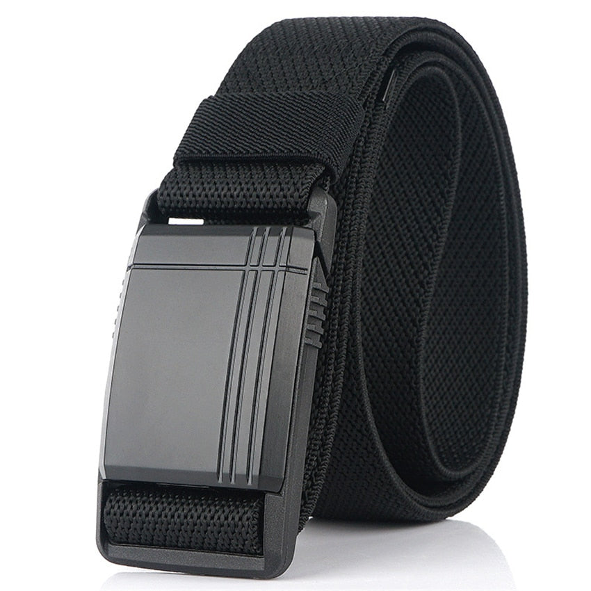 New Elastic Belt For Men Slide Metal Magnetic Buckle Adjustable Male Trousers Belts Military Combat Tactical Belts High Quality