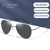 CAPONI Rimless Avation Sun Glasses For Men Polarized Discoloration Driving Fishing Sunglasses Light Weight Shades Male BS7466