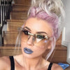 Candy Color Cat Eye Sunglasses Women Clear Lens Big Frame Shades Acetate Eyewear Ladies One Piece Rivet Sexy Sun Glasses Female