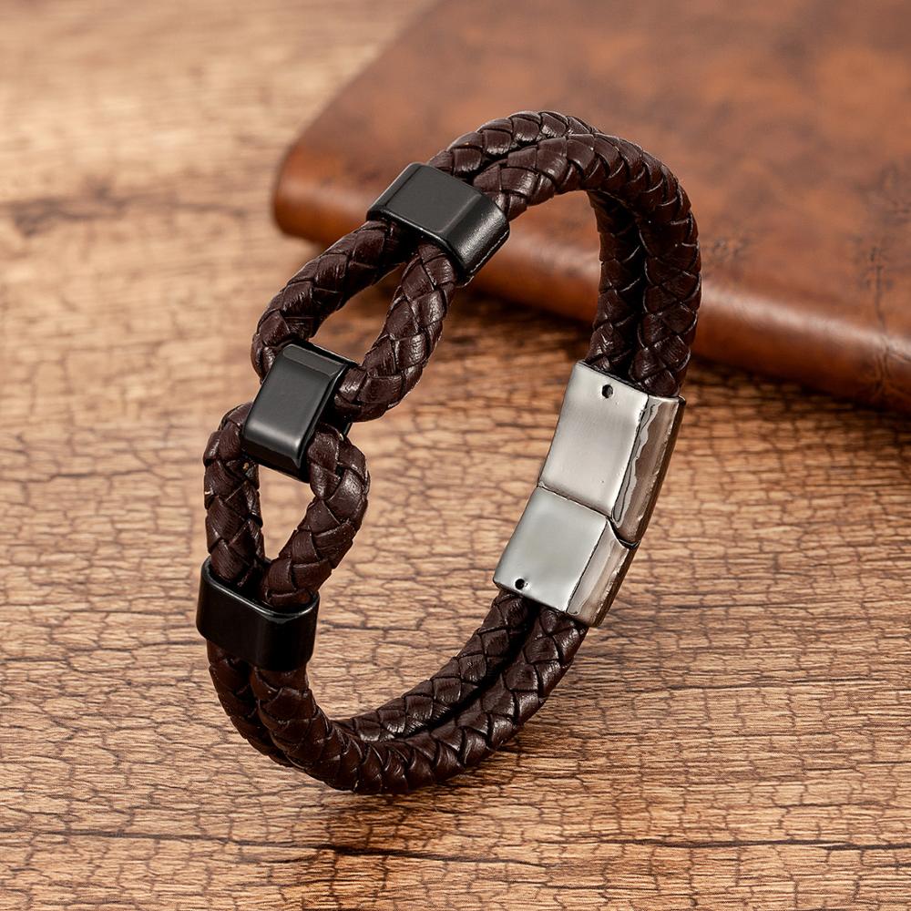 24 Style Classic Men Leather Bracelet Simple Metal Magnetic Button Hand-woven Rope Unisex Women Bangles 2020 Jewelry Accessories