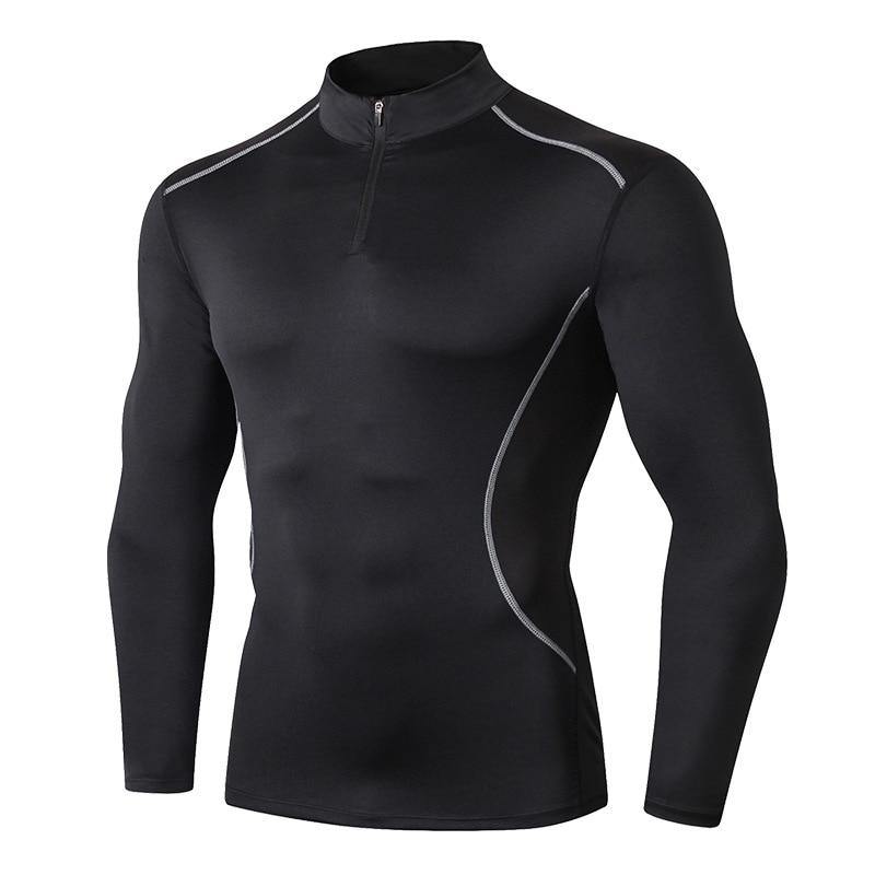 Sport High collar Compression Shirts Men Bodybuilding Sportswear T-shirtLong Sleeve Top Gyms T Shirt Men Fitness Tight Rash gard - Surprise store