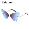 Unique Rimless Overiszed Butterfly Cat Eye Sunglasses For Women New Fashion Brand Gradient Sun Glasses Big Frame Female Shades