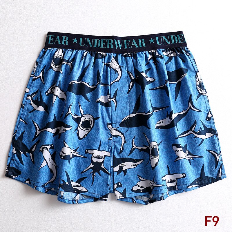 1pcs Homewear Boxer Briefs Men Plus Size Cotton Underwear Male Cartoon Print Loose Sleepwear Shorts Panties Underpant Cuecas