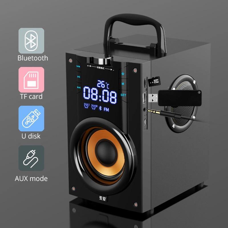 2200mAh Big Power Bluetooth Speaker Subwoofer Wireless Portable Heavy Bass Stereo Speakers Music Player LCD Display FM Radio TF - Surprise store
