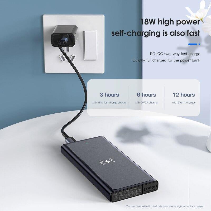 KUULAA Qi Wireless Charger Power Bank 10000mAh Wireless Charging Powerbank For iPhone 12 Samsung Xiaomi christmas gifts for men - Surprise store