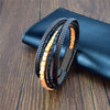 Multilayer Bracelet Natural Stone Genuine Leather Braided Wrap Bangle Stainless Steel Magnetic Clasp Bracelet Men Jewelry