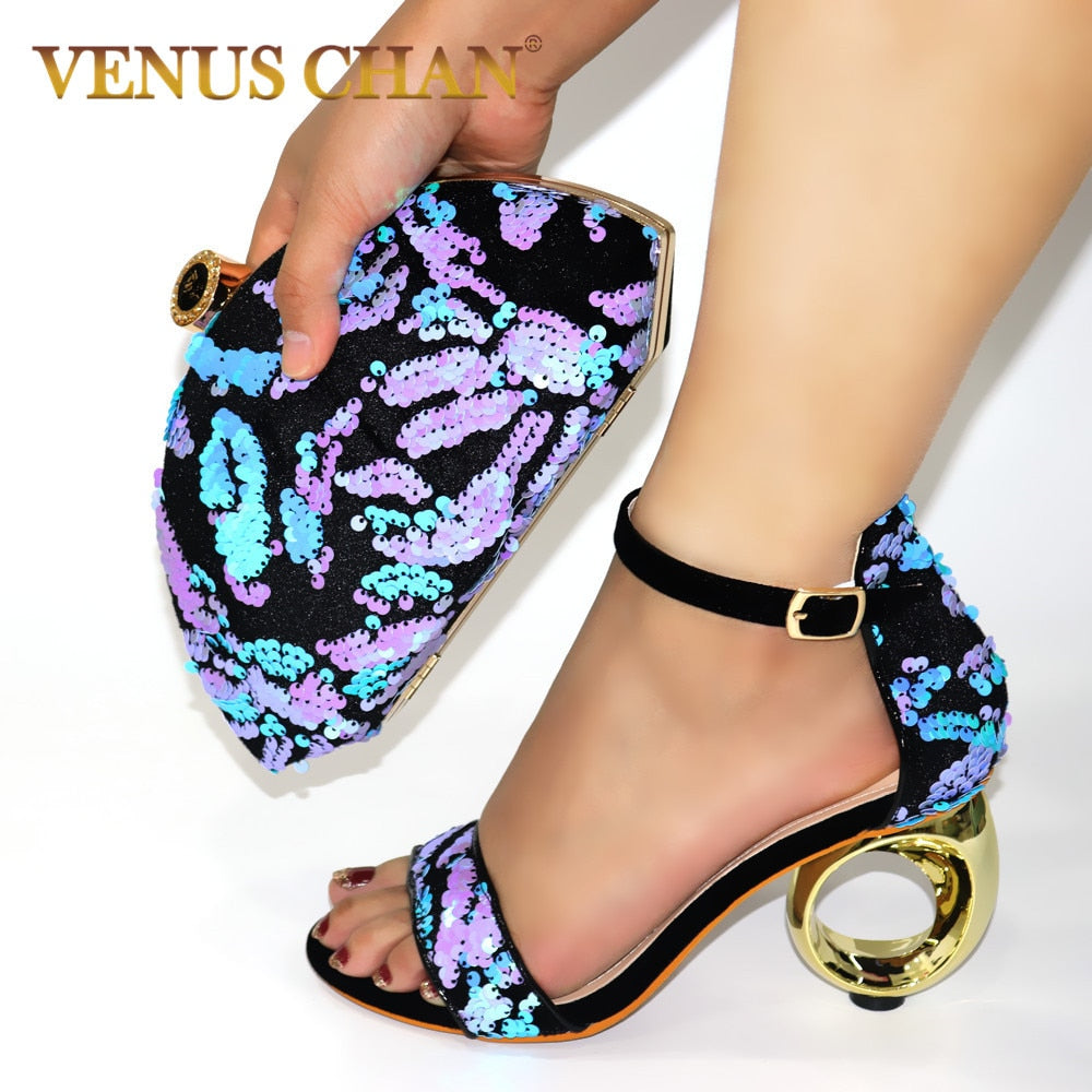 New Arrival African Shoes and Bags Matching Set Decorated with Appliques Nigerian Shoes and Matching Bag Shoes and Bags To Match
