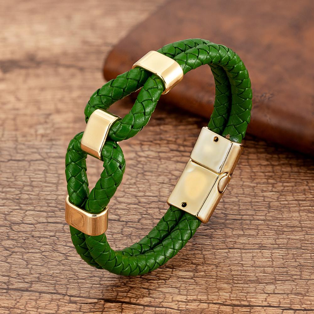 24 Style Classic Men Leather Bracelet Simple Metal Magnetic Button Hand-woven Rope Unisex Women Bangles 2020 Jewelry Accessories