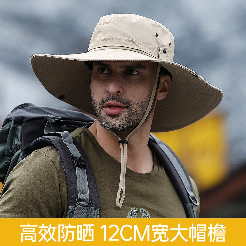 Men's Panama Hat Fisherman Hat Outdoor Breathable Mesh Hiking Hats 9CM Wide Brim Anti-UV Sun Hat Bucket Hat Mountaineering Caps