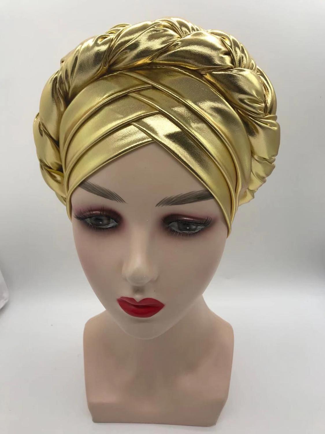 2020 female turban caps cross ready to wear headscarf bonnet arab head wraps african Women braid turbans auto gele headties