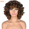 Short Hair Afro Kinky Curly Wigs With Bangs For Black Women Synthetic African Ombre Glueless Cosplay Wigs High Temperature