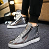 Sneakers Men High Top Microfiber Platform Shoes Brand Fashion Printmens Shoes Black PU Hot Footwear Male Vulcanize Shoes D5-17 - Surprise store