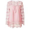Spring and summer chiffon shirt women's casual long-sleeved hollow flower lace shirt shirt women - Surprise store