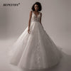 BEPEITHY Vestido De Noiva V Neck Sleeveless Wedding Dresses 2021 For Women Open Back Ball Gown Lace Organza Bridal Gown New