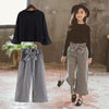 2020 Kids Girls Clothes Sets Long Sleeve T-shirts + Plaid Wide Leg Pants Autumn Children's Clothing Teenage for 7 8 10 12 Years