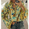 Fanbety Plus size Autumn Chic Blouses women Peacock Floral Print Long Sleeve Shirts women Casual V-neck Boho Blouse Tops Female - Surprise store