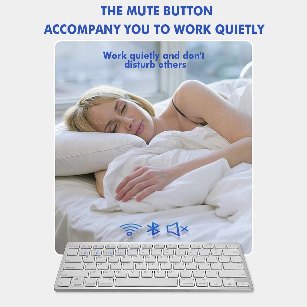 Bluetooth 5.0 & 2.4G Wireless Keyboard and Mouse Combo Mini Multimedia Keyboard Mouse Set For Laptop PC TV iPad Macbook Android