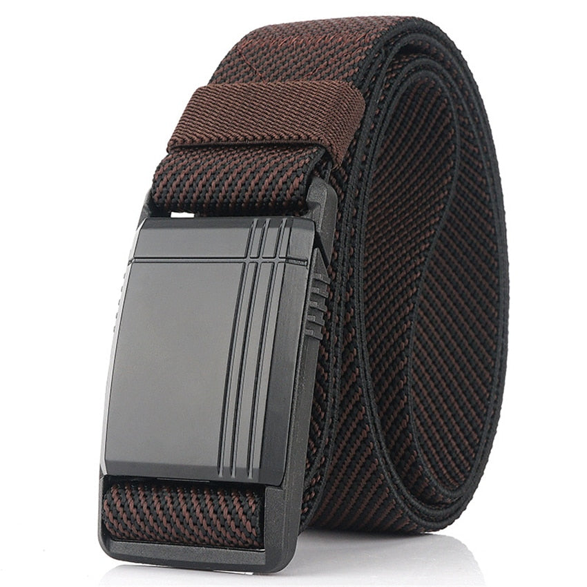 New Elastic Belt For Men Slide Metal Magnetic Buckle Adjustable Male Trousers Belts Military Combat Tactical Belts High Quality