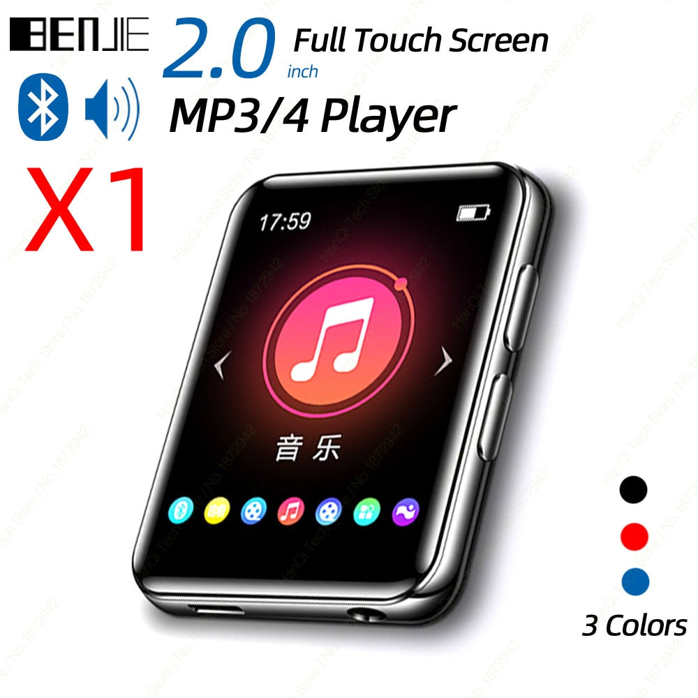 BENJIE X1 Touch Screen Bluetooth MP3 Player Portable Audio Music Video Player with Built-in Speaker FM Radio Recorder E-Book