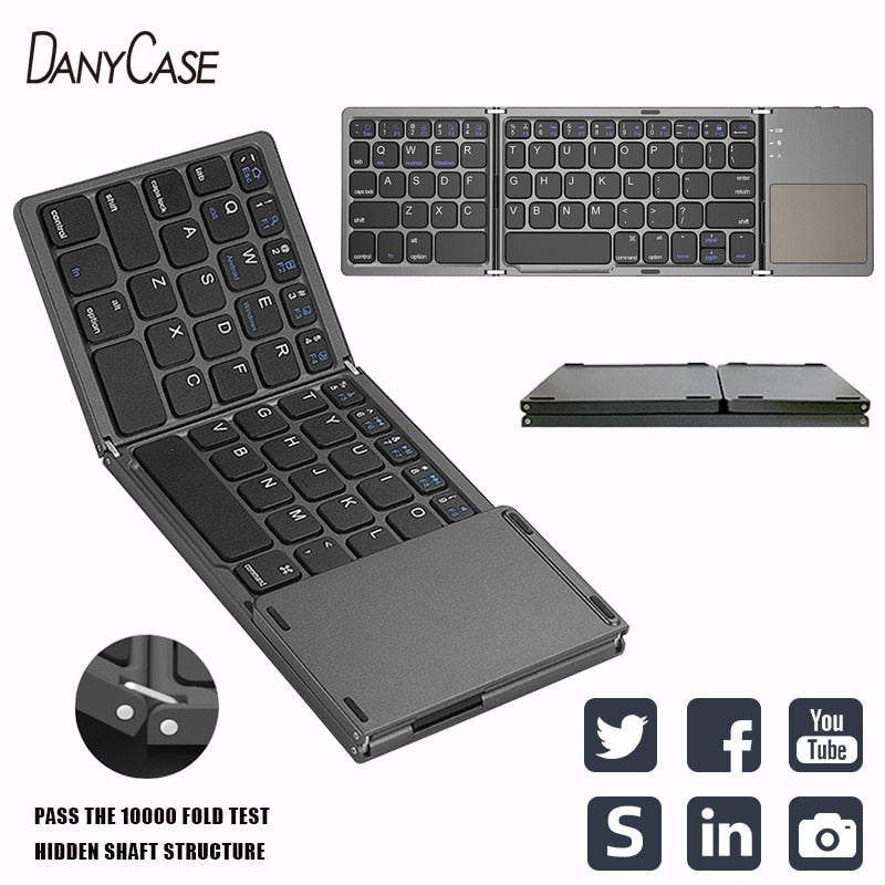 Mini folding keyboard Touchpad Bluetooth 3.0 Foldable Wireless Keypad for Windows,Android,ios Tablet ipad Phone