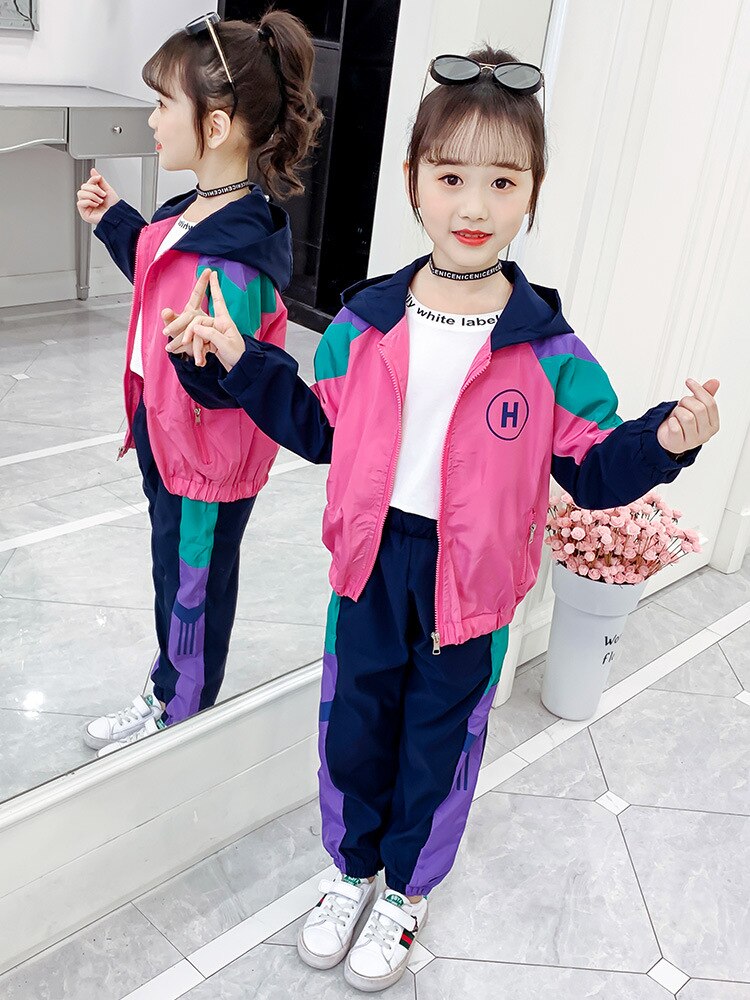 Girl Children's Active Clothing Set 2021 New Spring Fall Tracksuit Fashion Sports Leisure Two-piece Suit Toddler Kids Clothes