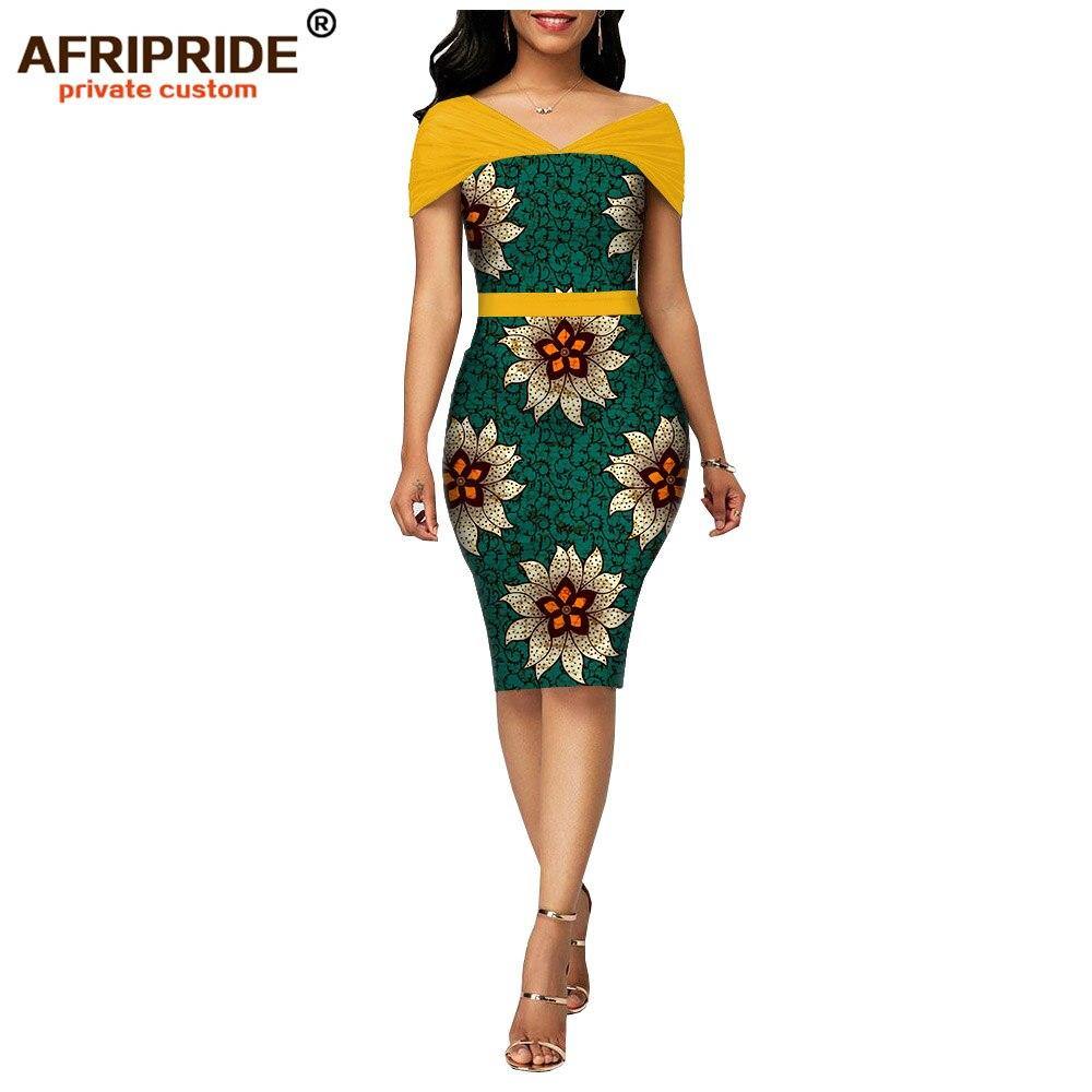 African wax summer bodycon dresses for women AFRIPRIDE tailor made adjustable sleeves knee length women party dress A1925006 - Surprise store