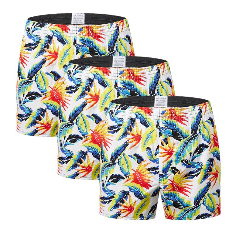 3pack Classic prited Boxers Cotton Mens Underwear Trunks Woven Homme Arrow Panties Boxer with Elastic Waistband Shorts Loose men