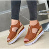 Sandals Women 2021 Wedges Heels Zip Platform Ladies Shoes Summer Peep Toe Suede Leather Gladiator Shoes Casual Female Footwear