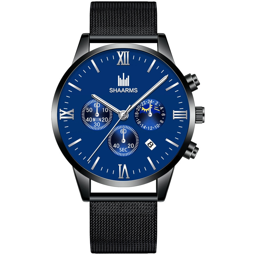 New Top Men Watches Male Calendar Stainless Steel Mesh Casual Quartz Watch Relogio Masculino Men's Business Wristwatch Clock Hot