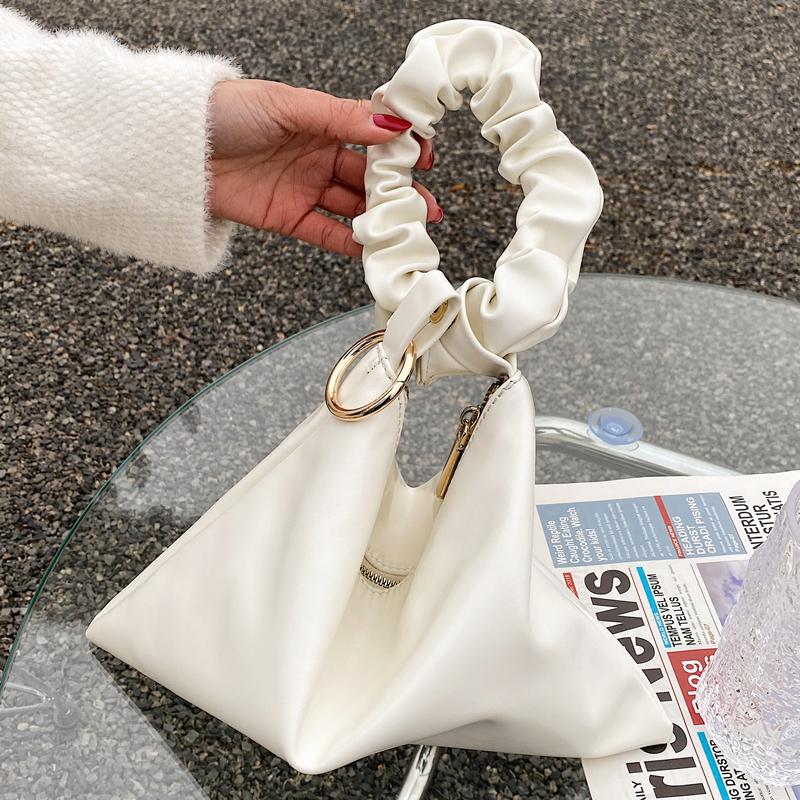 High Quality Flower Handle Tote Bags For Women 2021 Soft PU Leather Shoulder bags Designer Branded Handbags Purse Small