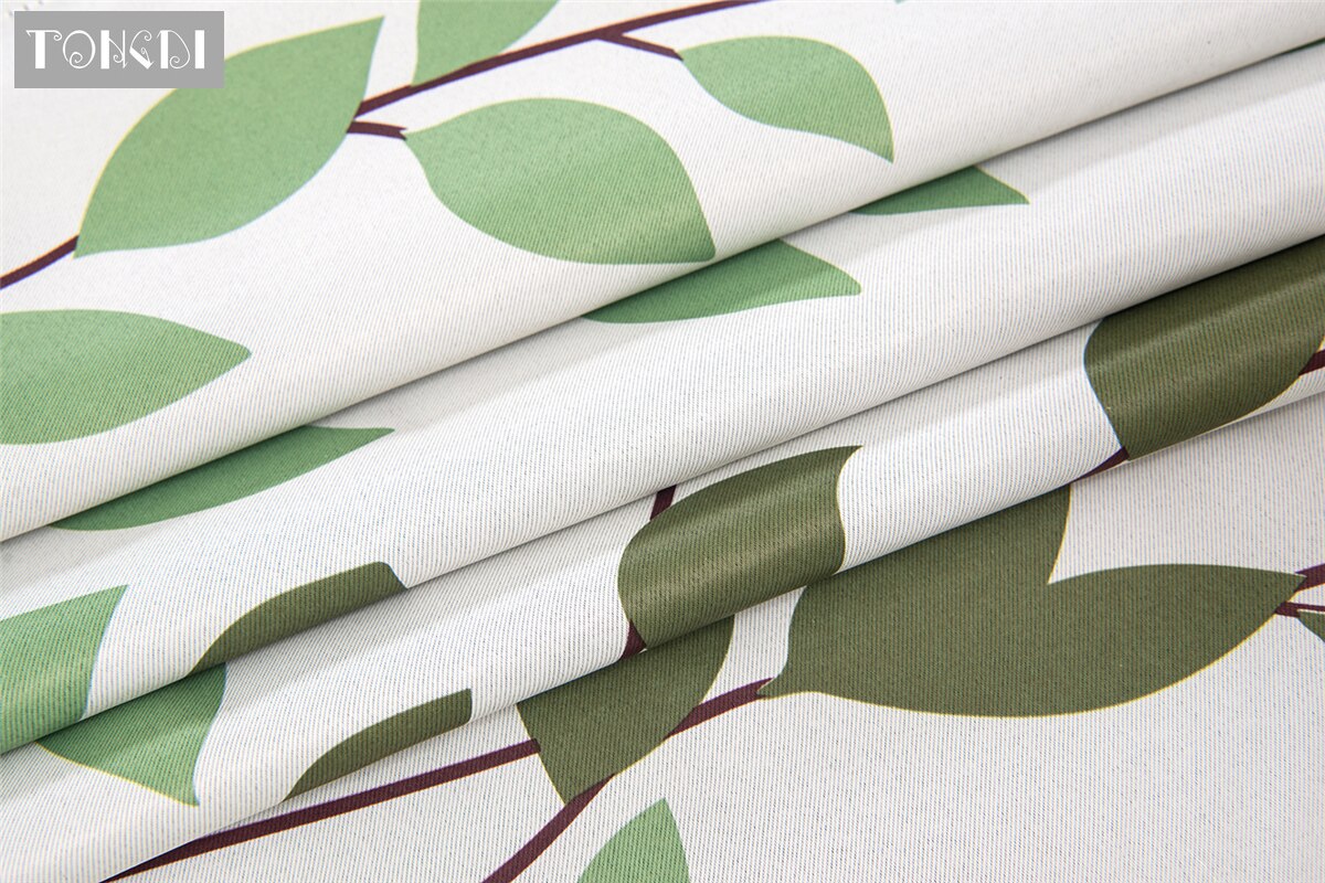 TONGDI Blackout Curtains Elegant Willow Leaves Printing High-grade Decoration For Window Spring Home Parlou Bedroom LivingRoom