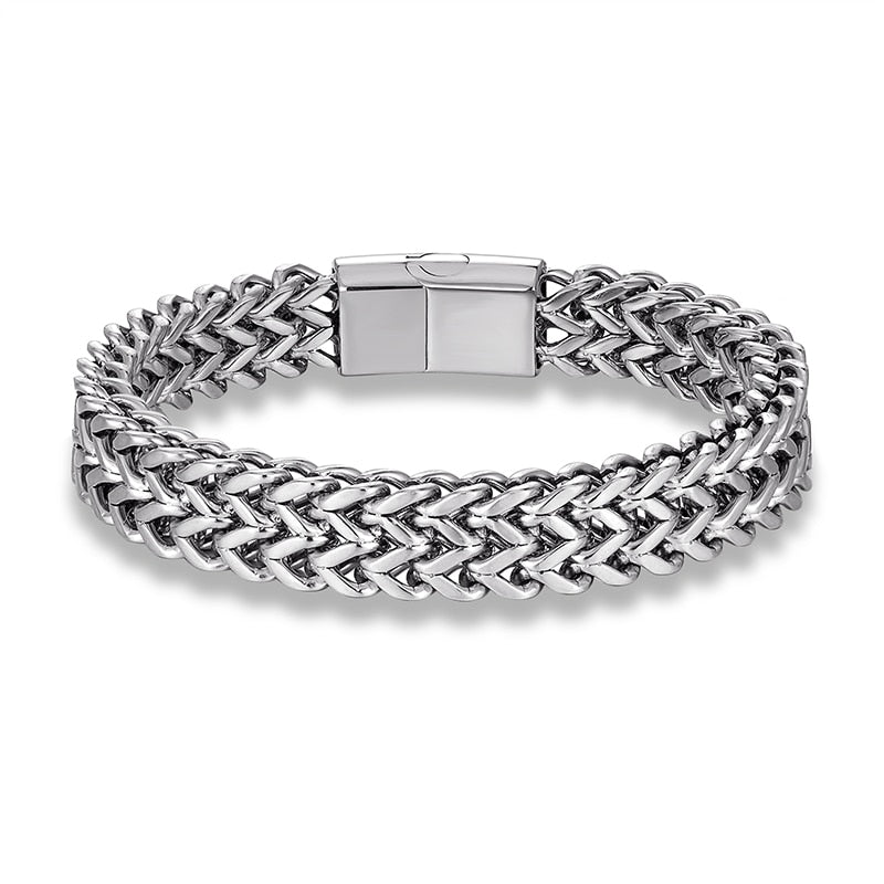 Bracelet Men's Stainless Steel Chain Punk Motorcycle Accessories Charm Bracelets Magnetic Clasp Fashion Jewelry Gifts Boyfriend