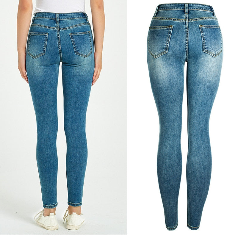 DSQBRAND Women's High Waist Jeans Blue Zipper Slim Pencil Long Pants Thin and High DSQ Letter Inner Label Luxury Street Fashion