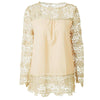 Spring and summer chiffon shirt women's casual long-sleeved hollow flower lace shirt shirt women - Surprise store