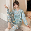 Silk Pajamas Women Cartoons Pajamas for Women Summer Nightwear Plus Size Pajama Two Piece Set Satin Silk Pyjamas Loungewear