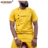 2019 African Men Clothing Ankara Pants Set Dashiki Shirt 2 Piece Outfit Crop Top Attire Short Sleeve Casual AFRIPRIDE A1916032