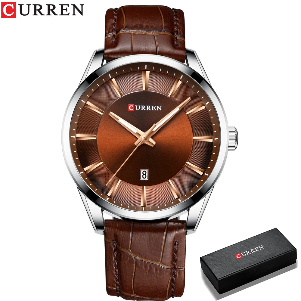 CURREN Quartz Watches for Men Leather Strap Male Wristwatches Top Luxury Brand Business Men's Clock 45 mm Reloj Hombres