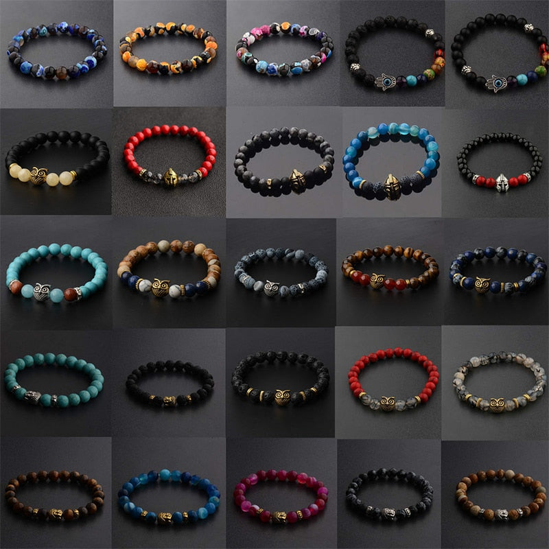 Wholesale Lots 15 Pcs Mixed Bracelets Natural Stone Stretch Women Men Bracelets