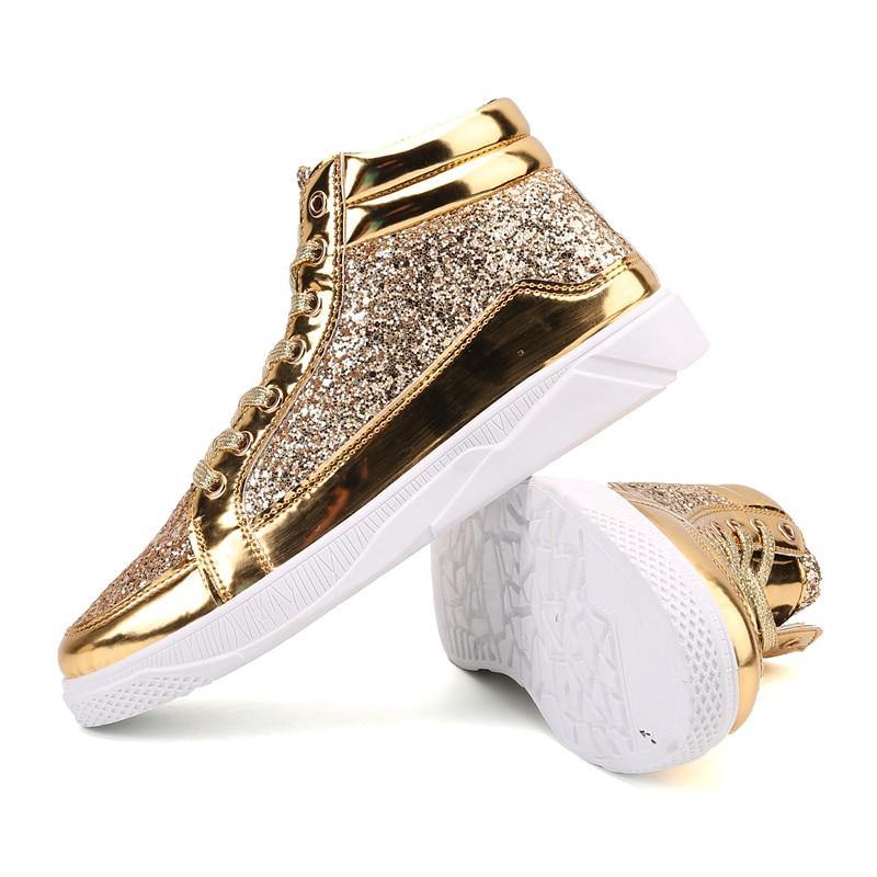 Women Shoes Gold Sneakers Shining Fashion Trainers Women Shoes Casual Lace-Up Tenis Feminino Zapatos De Mujer Womens Sneakers - Surprise store