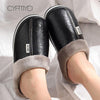 Men's slippers Home Winter Indoor Warm Shoes Thick Bottom Plush Waterproof Leather House slippers man Cotton shoes 2020 New - Surprise store