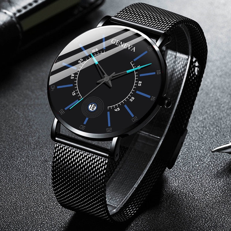 Men Watches 2021 Luxury Fashion Mens Business Watch Ultra Thin Thin Stainless Steel Mesh Belt Quartz Wrist Watch reloj hombre