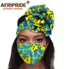 African 2 Piece for Women Headband Headwear Floral Turban Head Scarf Ladies Head Wrap Hair Accessories Match Print Mask A20H015