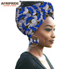 2020 fashion african headwraps+earings 2 piece sets for women bazin riche african head scarf pure cotton A19H002 AFRIPRIDE