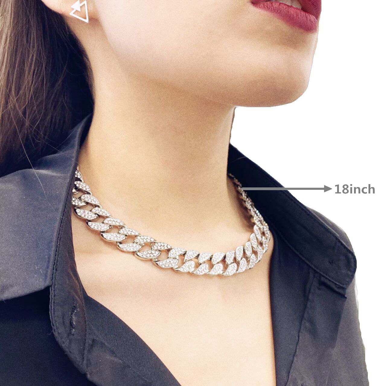 Women Men Gold Silver Color Chain Bling Bling Miami Iced Out Chain Rapper Necklace For Men Hip Hop Cuban Link Chain Jewelry